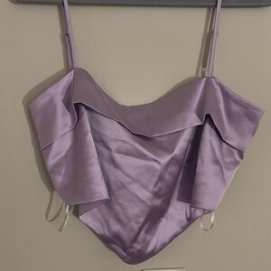 Forever21 Purple Silk Tied-Back Top (Large)
